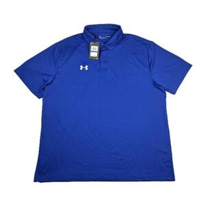 Under Armour Polo Shirt Mens XL Blue Short Sleeve Performance Knit Golf New